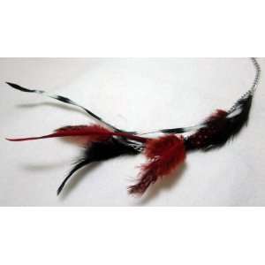  Black White and Red Feather Hair Extension: Beauty