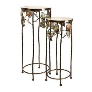  Chrome Gingko Leaf Side Tables with Marble Top: Home 