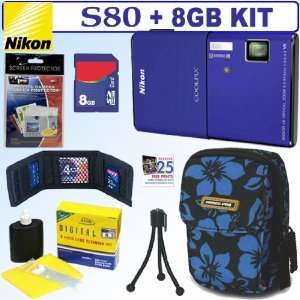   S80 14.1 MP Digital Camera (Blue) + 8GB Accessory Kit