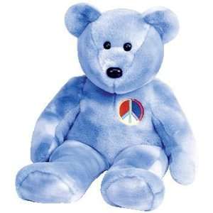  TY Beanie Buddy   PEACE the Bear (Blue Version): Toys 