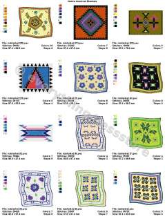 48 NATIVE AMERICAN BLANKETS 4X4 EMBROIDERY DESIGNS CD  