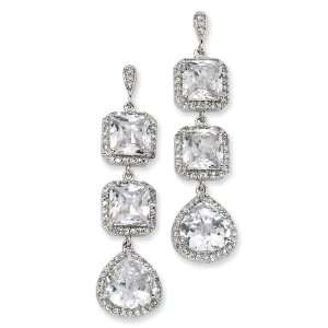  Sterling Silver Rhodium Plated CZ Dangle Earrings: Arts 