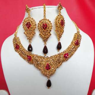   jewelry designer gold finish kundan cz indian jewelry necklace set