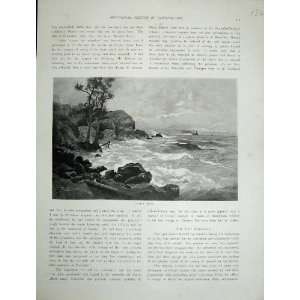   1886 Fine Art Australia View Humpy Bong Sea Rocks Ship