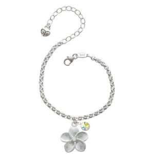 ctlf Large Silver Plumeria Flower with Swarovski Crystal Accent Silver 
