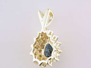   Sapphire Diamond 1.10ct 14K Yellow Gold Necklace Pendant Jewelry
