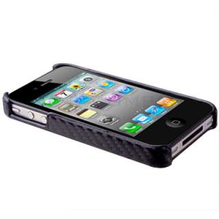 Black Carbon Fiber Style Hard Case Cover For iPhone 4  