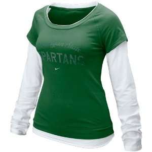   Spartans Ladies Green Graphic Double Layer T shirt