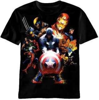 Marvel Comic Heroes Iron Man Hulk Captain America Team Up Tee Shirt 