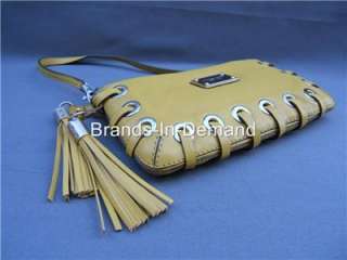 Michael Kors Astor Leather Grommet Yellow Handbag Purse  
