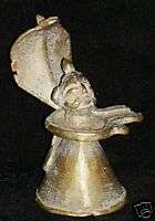 Indian Ritual Bronze Statue Naga and Shiva Head Rare  