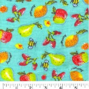  45 Wide TUTTI FRUITY FLANNEL   MINT Fabric By The Yard 