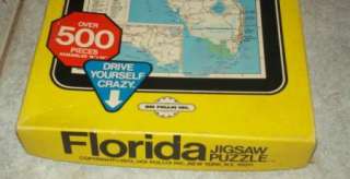 Vintage 1972 FLORIDA MAP Roadways Road Map 500 Piece Jigsaw Puzzle 