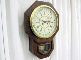 School House Clock 1977 Walnut Case Hand Made BEAUTIFUL  