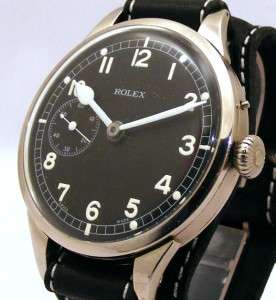 Vintage Big Rolex black military dial , custom made case  
