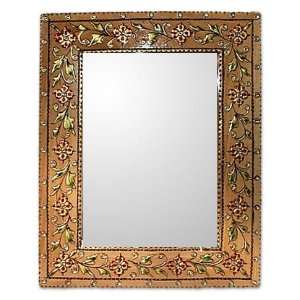  Wood mirror, Golden Garland