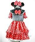   GIRLS DELUXE MINNIE MOUSE DRESS BOW 2PC COSTUME BIRTHDAY PARTY 2 3 K90