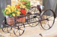 Amish Planter Wood Wagon Metal Tractor Plant Flower Holder Display 
