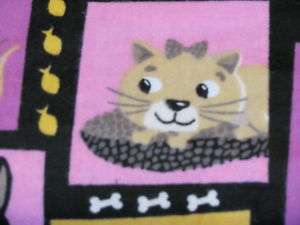 BTY PINK LILAC MEOW KITTY COTTON FLANNEL FABRIC 43  