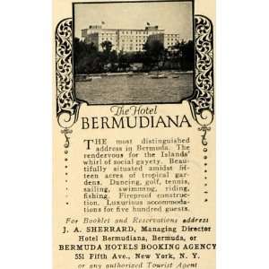  1928 Ad Hotel Bermudiana Bermuda J A Sherrard Amenities 