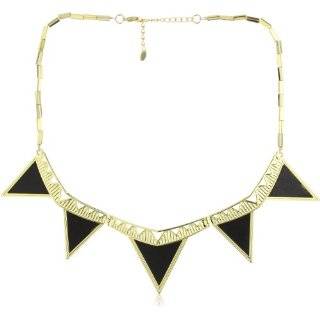  House of Harlow 1960   Black Leather Station Necklace   14 
