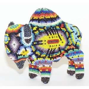  Buffalo ~ 4.5 Inch ~ Huichol Bead Art