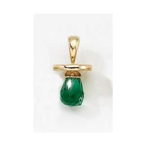   Yellow Gold May Birthstone Simulated Emerald Hushabye Pendant: Jewelry