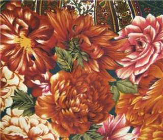 Large 42 Designer Italian Floral Scarf ~ Elaine Gold ~ Excellent 
