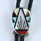 Native American Zuni Indian Jewelry Red Coral Bolo Tie  