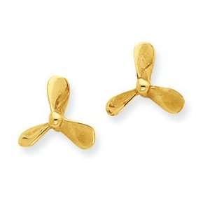   IceCarats Designer Jewelry Gift 14K Propeller Post Earrings: Jewelry