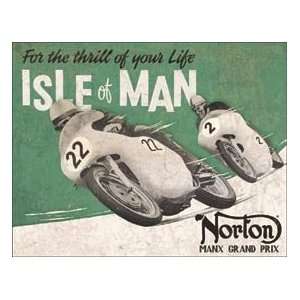    Norton Isle of Man Manx Grand Prix Metal Tin Sign: Home & Kitchen