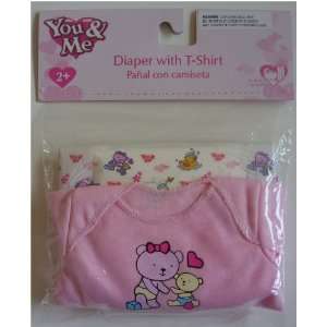    You & Me Baby Doll Diaper with T Shirt   Pink / Bear Toys & Games