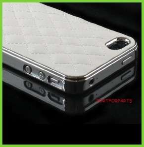 Luxury Designer Quilted Leather Hard Case Cover for iPhone 4 4G AT&T 