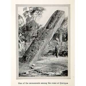  1913 Print Mayan Monument Archeology Quirigua Guatemala 