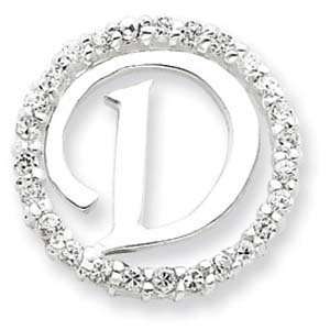  Sterling Silver CZ Initial D Pendant: Jewelry