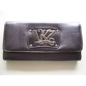   Kathy Van Zeeland Steel (Grey) Monogram Clutch Wallet 