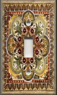 Light Switch Plate Cover   Italian Tile Pattern   Fiore   Warm Tones 