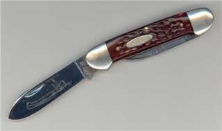 Case XX Red Bone Canoe Pocket Knife Vintage 1970s Etched  