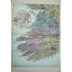  1881 Map South West Ireland Lakes Killarney Shannon
