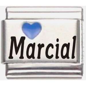  Marcial Dark Blue Heart Laser Name Italian Charm Link 