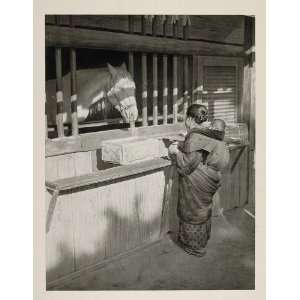  1930 Photogravure Japan Miyajima Natives Stable Temple 