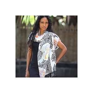  NOVICA Silk batik shawl, Night Song Home & Kitchen