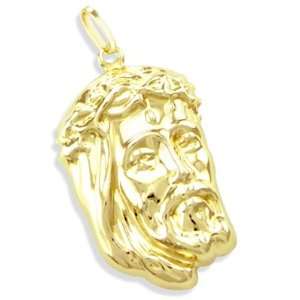    14K Yellow Gold Detailed Jesus Face Charm Pendant New Jewelry
