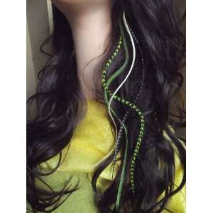  13 to 18 Long Feather Hair Extensions Grizzly Olive Mix 