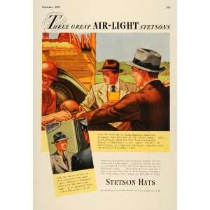  1937 Ad Air Light John B. Stetson Hats Open Road Models 