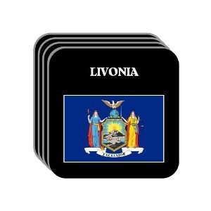 US State Flag   LIVONIA, New York (NY) Set of 4 Mini Mousepad Coasters