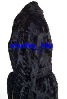 DOLCE & GABBANA D&G Black Lamb Fur Belted Coat 40 42  