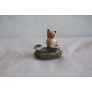  Limoges Porcelain Hand Painted Cat Box: Home & Kitchen