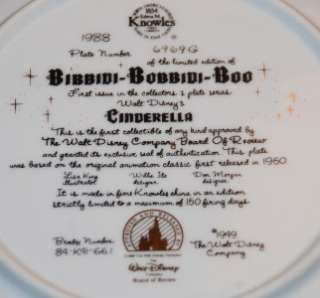 KNOWLES/Disney LtEd Plate: CINDERELLA BIBBIDI=BOO  