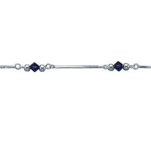  Ladies Sterling Silver Violet Crystal 18 cm Chain Bracelet 